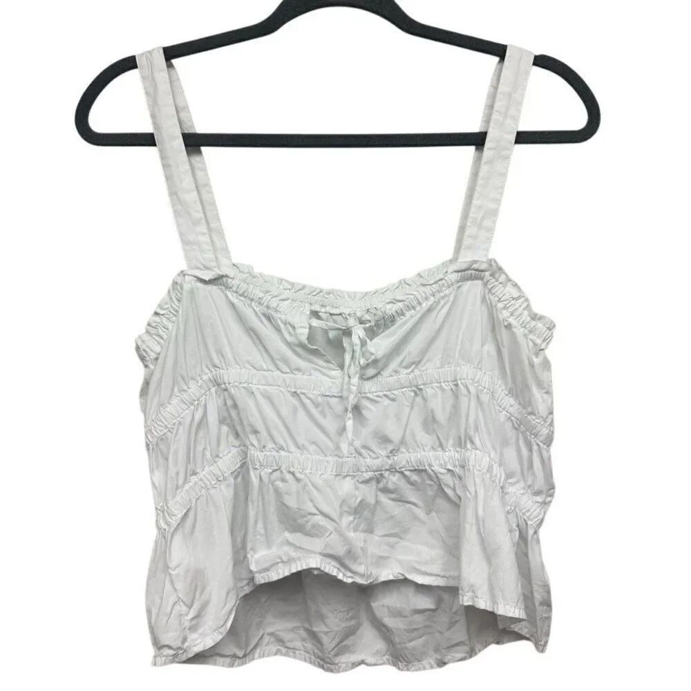Madewell white smocked peasant blouse size medium